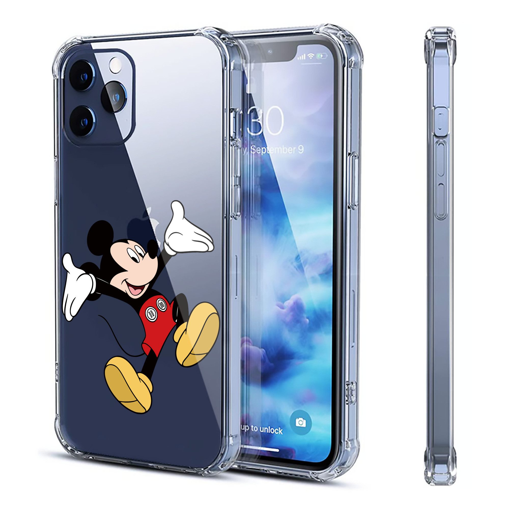 （画像用） ミッキーマウス Mickey Mouse 【iPhone 12シリーズ対応】透明スマホケース（クリアソフトケース）